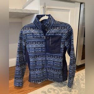 Vineyard vines sz 16 boys blue white geometric zip up fleece jacket
